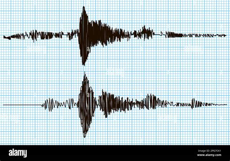 Double Seismogram Of Seismic Activity Or Lie Detector Record On Blue Chart Paper Earthquake