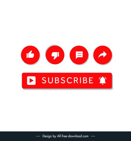 Logo like share subscribe comments template flat red white shapes ...