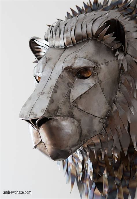 Life Size Lion Head Andrew Chase Metal Art Sculpture Steel Art