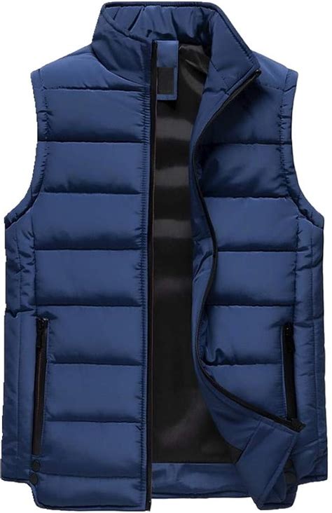 Mens Winter Vest Warm Down Mens Winter Sleeveless Jacket Blue Amazon