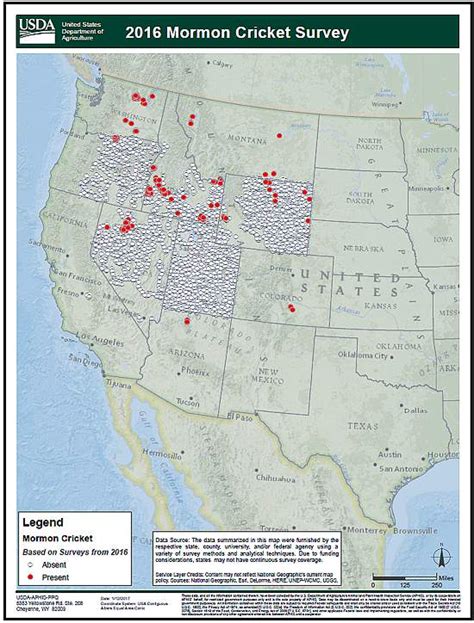 Outbreak Info 2016 Mormon Cricket Survey Map Usda Ars