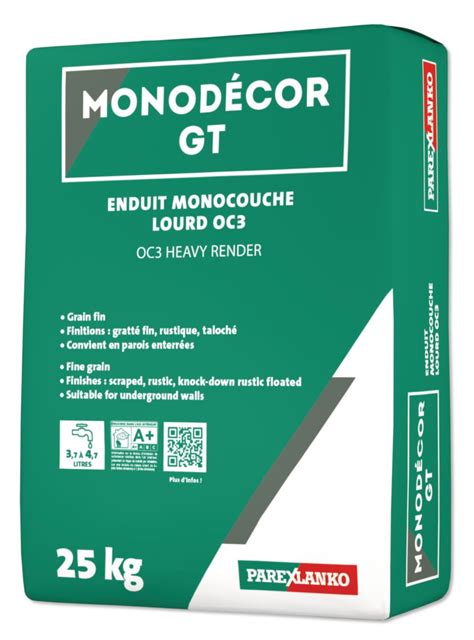 PAREXLANKO Enduit lourd imperméable Monodécor GT pour façade neuve