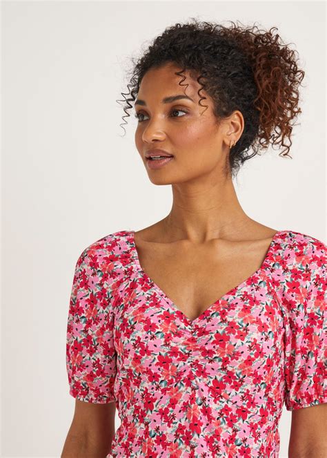 Pink Floral Print Ruched Dress Matalan