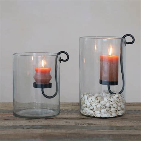 Storied Home Glass Hurricane with Metal Candle Holder DF6723 - The Home Depot