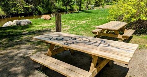 Graffiti On A Picnic Table