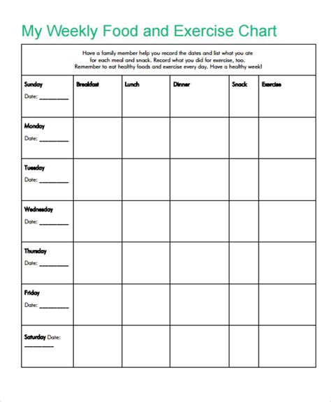 Printable Food Intake Chart