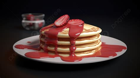 3d Model Of A Pancake With Syrup On Top Background 3d Illustration Of