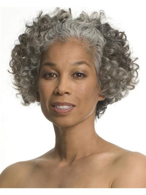 Full Lace Short Synthetic Hair Curly Grey Wig Without Bangs African American Wigs