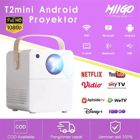 Jual MIIGO Tripsky Android Proyektor T2mini Ram 2GB Built In Speaker