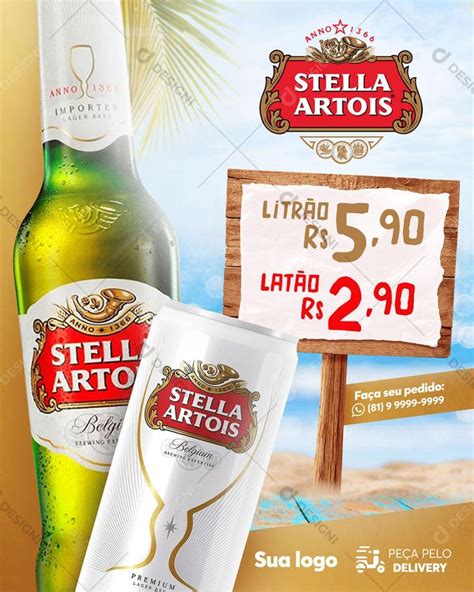 Post Distribuidora Cerveja Stella Artois Social Media PSD Editável