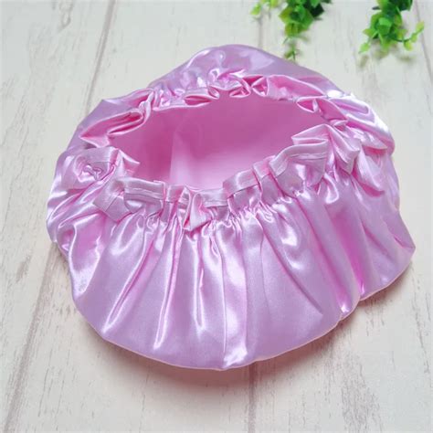 1pcs Lovely Thick Women Shower Satin Hats Colorful Bath Shower Caps