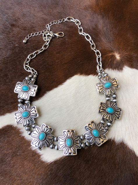 Trinity Western Concho Necklace Turquoise Ale Accessories