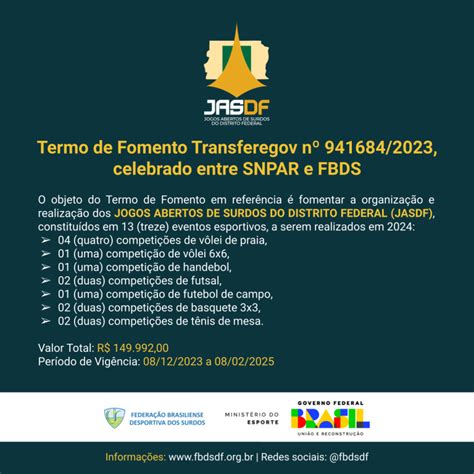 Termo de Fomento nº 941684 2023 JASDF 2024 FBDS