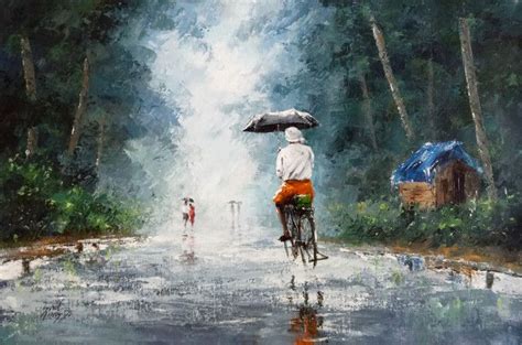 Rainy Day Artwork Watercolor Landscape Paintings Scenery Paintings