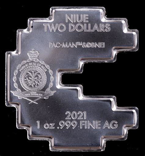 2021 Niue 1 Oz 999 Fine Silver 2 PAC MAN Shaped Stackable Coin