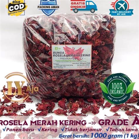 Jual Teh Bunga Rosela Merah Kering 1 Kg Rosella Roselle LY Aja 1Kg