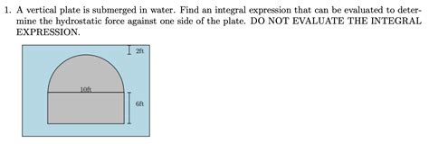 Solved A Vertical Plate Is Submerged In Water Find An Chegg