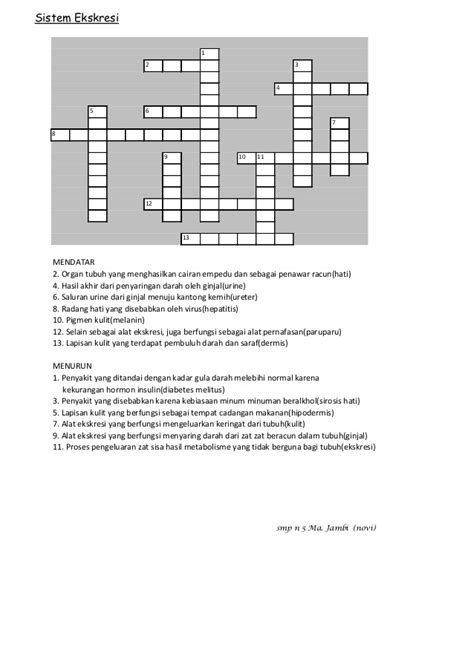 Buatlah Teka Teki Silang Biologi Kelas 9 Smp Tolong Dibuat Soal