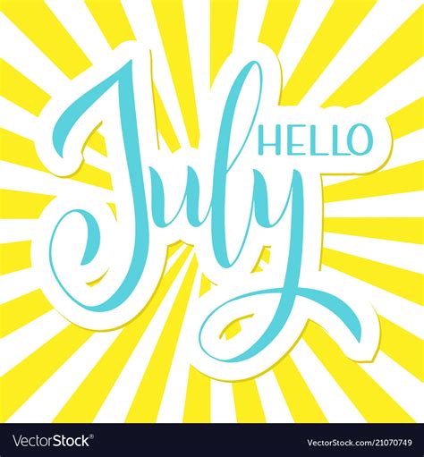 Hello July Lettering Royalty Free Vector Image