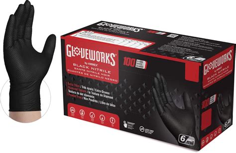 GLOVEWORKS HD Black Nitrile Gloves 6 Mil Nitrile Disposable Gloves