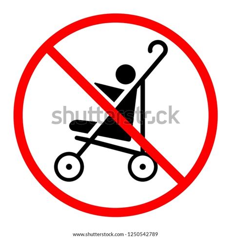 Stroller Prohibited Sign Isolated On White Stock Illustration