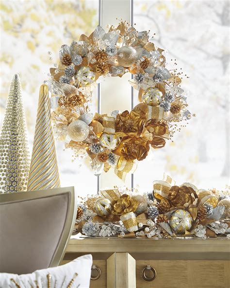 Neiman Marcus Silver Gold Pre Lit Christmas Wreath Neiman Marcus