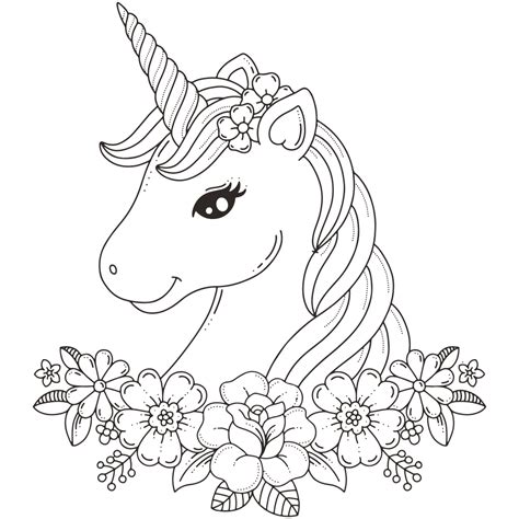 Unicorn Head Coloring Pages Printable Kids Drawing Hub