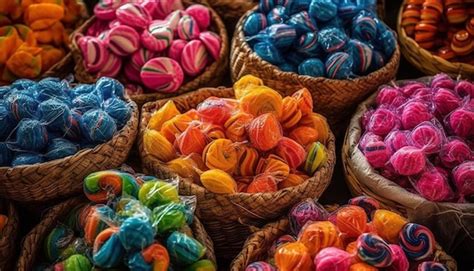 Premium Ai Image Vibrant Colors Of Handmade Baskets For Sale