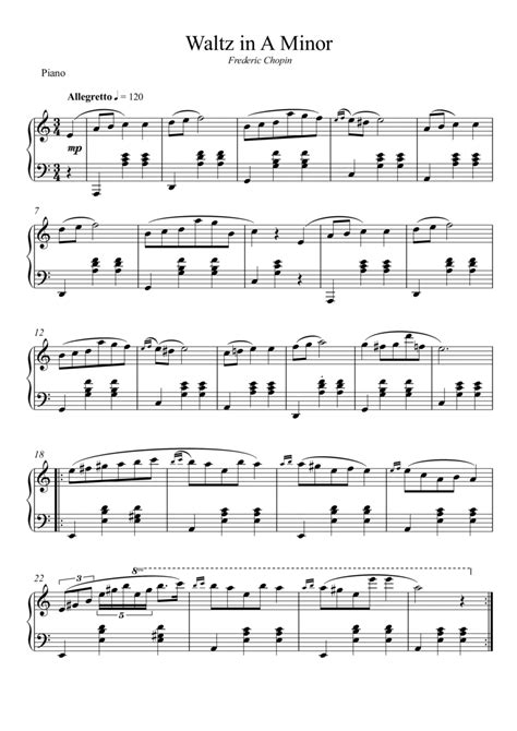 Waltz In A Minor Chopin Arr Wesley S Silva By Frederic Chopin Sheet Music For Piano Solo