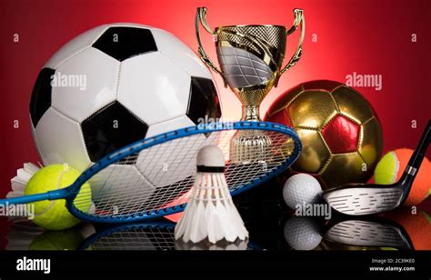 Trophy Winning Award Sport Ball Background Stock Photo Alamy