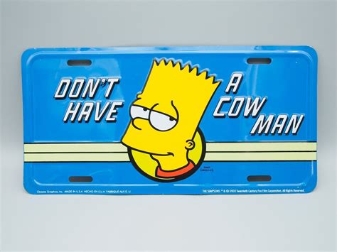 Bart Simpson Licence Plate The Simpsons Dont Have A Cow Man 4588553820