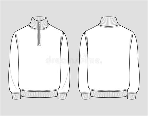 Oversized Quarter Zip Design Template Stock Illustrations 1 Oversized