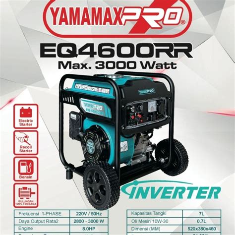 Jual Genset Inverter Yamamax Pro EQ4600 RR 2800 Watt Max 3000 Watt