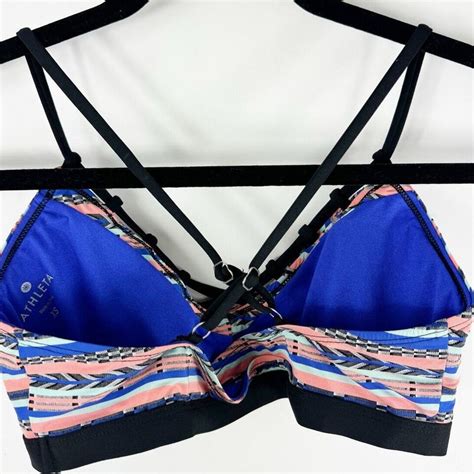 Athleta Womens Striped Pipeline Loop Bikini Top Swimwear Multicolor Xs