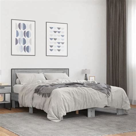 Marlow Home Co Vidaxl Bed Frame Metal Gray H X W X D