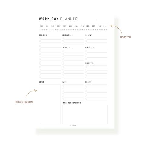 Work Day Planner Printable - M205 – mrsneat