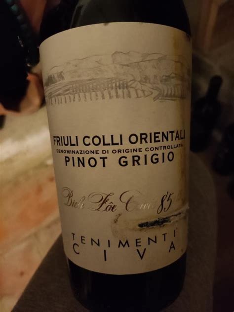 2021 Tenimenti Civa Friuli Colli Orientali Pinot Grigio Biele Zoe Cuvée 85 15 Italy Friuli