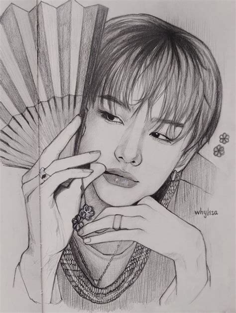 Hyunjin Pencil Sketch Images Cool Art Drawings Kpop Drawings