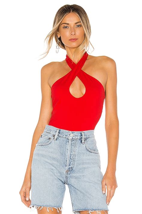 Superdown Jayden Halter Bodysuit In Red Revolve