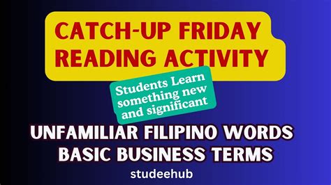 Reading Activity Catch Up Friday Deped Youtube