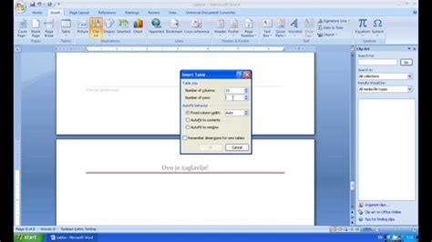 Lekcije Word Crtanje Tabele Automatski Youtube