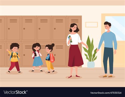 School corridor concept Royalty Free Vector Image