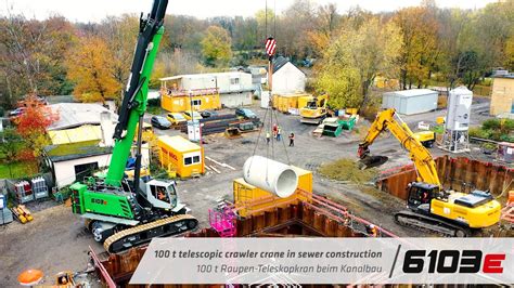 First SENNEBOGEN 100 Ton Telescopic Crawler Crane In Use For Sewer