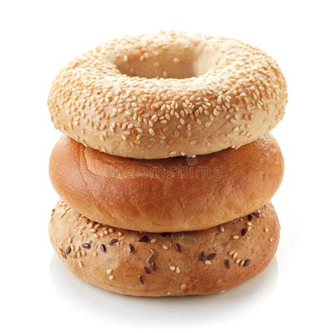 Fresh Bagels On White Background Stock Photo Image Of Multi