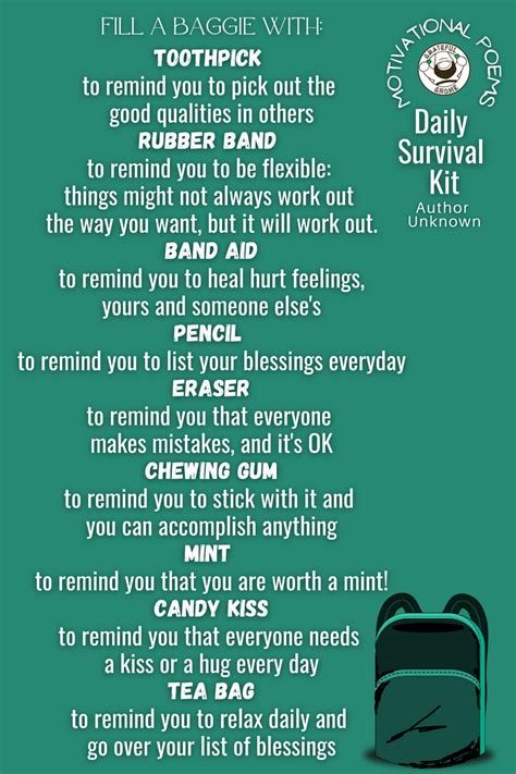 Motivational Poems Daily Survival Kit Grateful Gnome