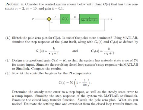 Solved Problem Consider The Control System Shown Below Chegg