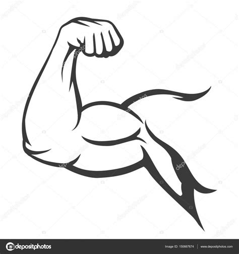 Flexing Bicep Drawing Bodybuilder Muscle Flex Arm — Stock Vector