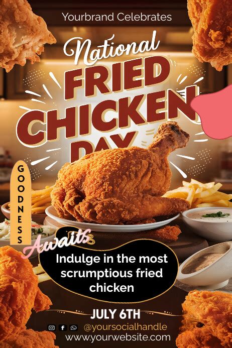 Joyful National Fried Chicken Day Poster Template Postermywall