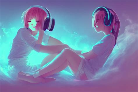 Pretty Anime Girl With Headphones