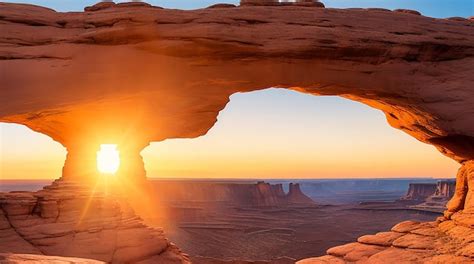 Premium Ai Image Sunrise At Mesa Arch In Canyonlands National Park